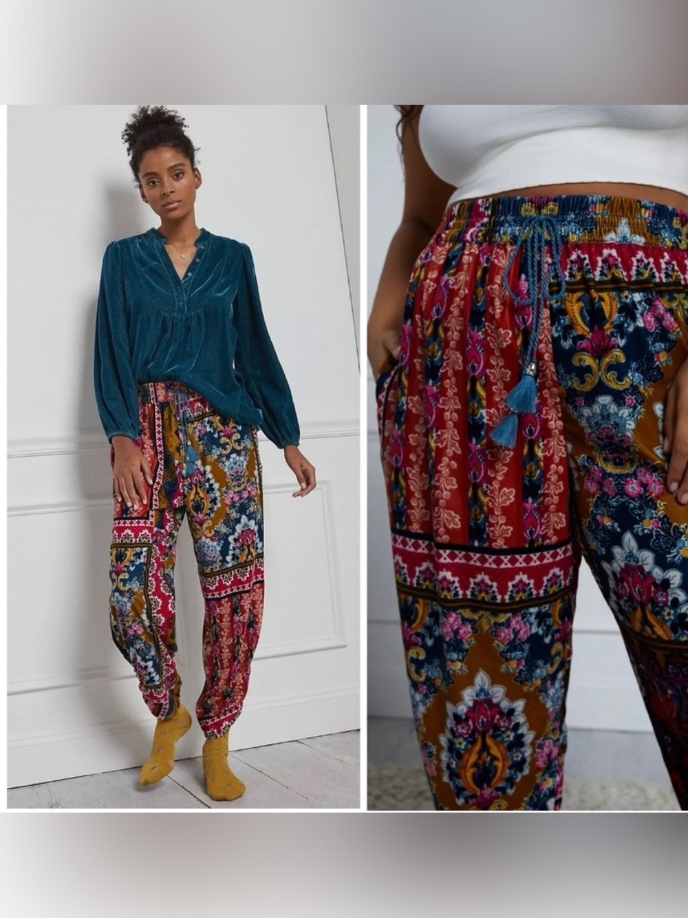 NWT BY ANTHROPOLOGIE MULTI COLOR BOHO PRINT HAREM PANTS SIZE S - Picture 12 of 15